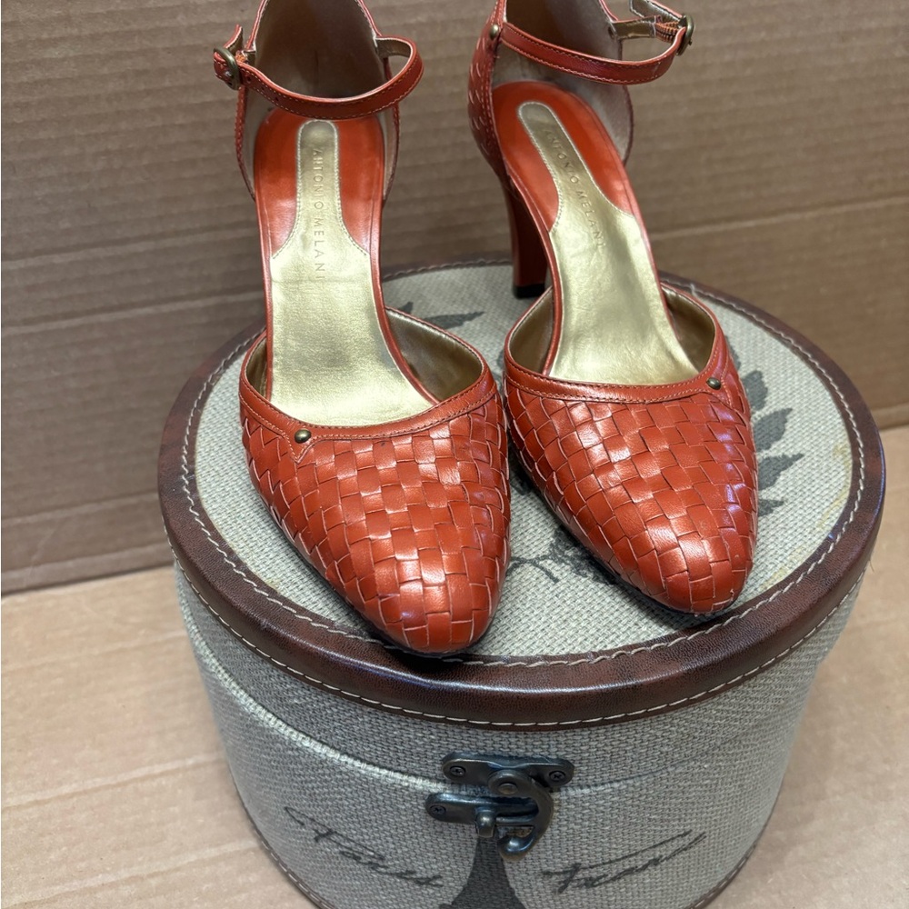 Antonio Melani IWoven Ankle-Strap Heels in Burnt Orange - Women